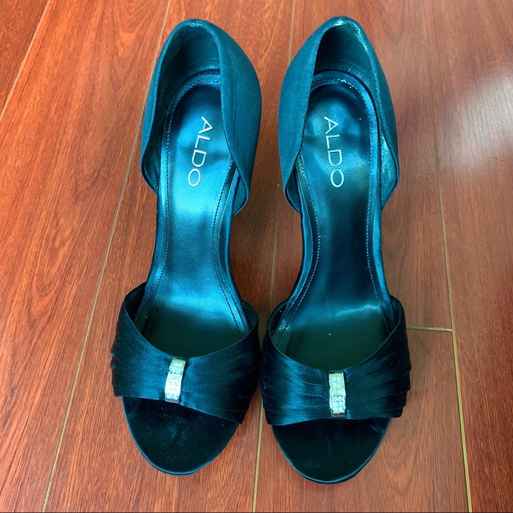 Black Aldo Heels with Diamond Detailing
